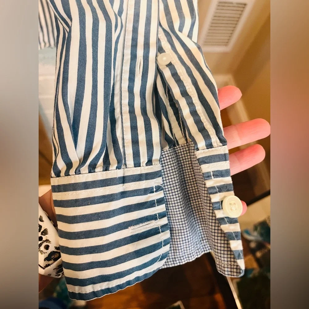 Vintage Hollister Striped Button Down Shirt Blue White Size M